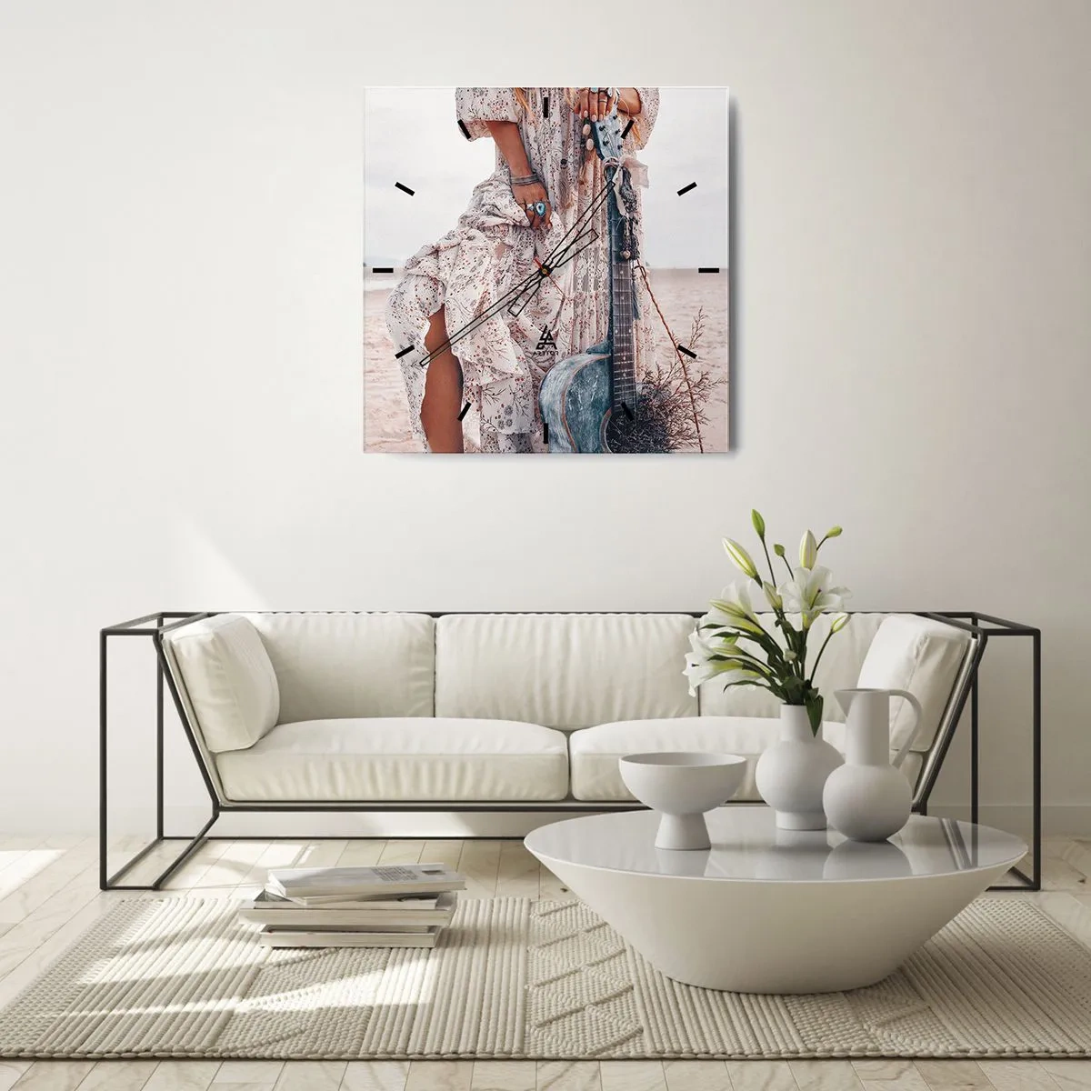 Relógio de parede - Relógio em vidro - Flores a caminho - 40x40 cm