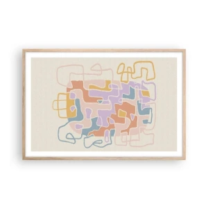 Pôster com moldura de carvalho claro - Labirinto – uma aventura alegre - 91x61 cm
