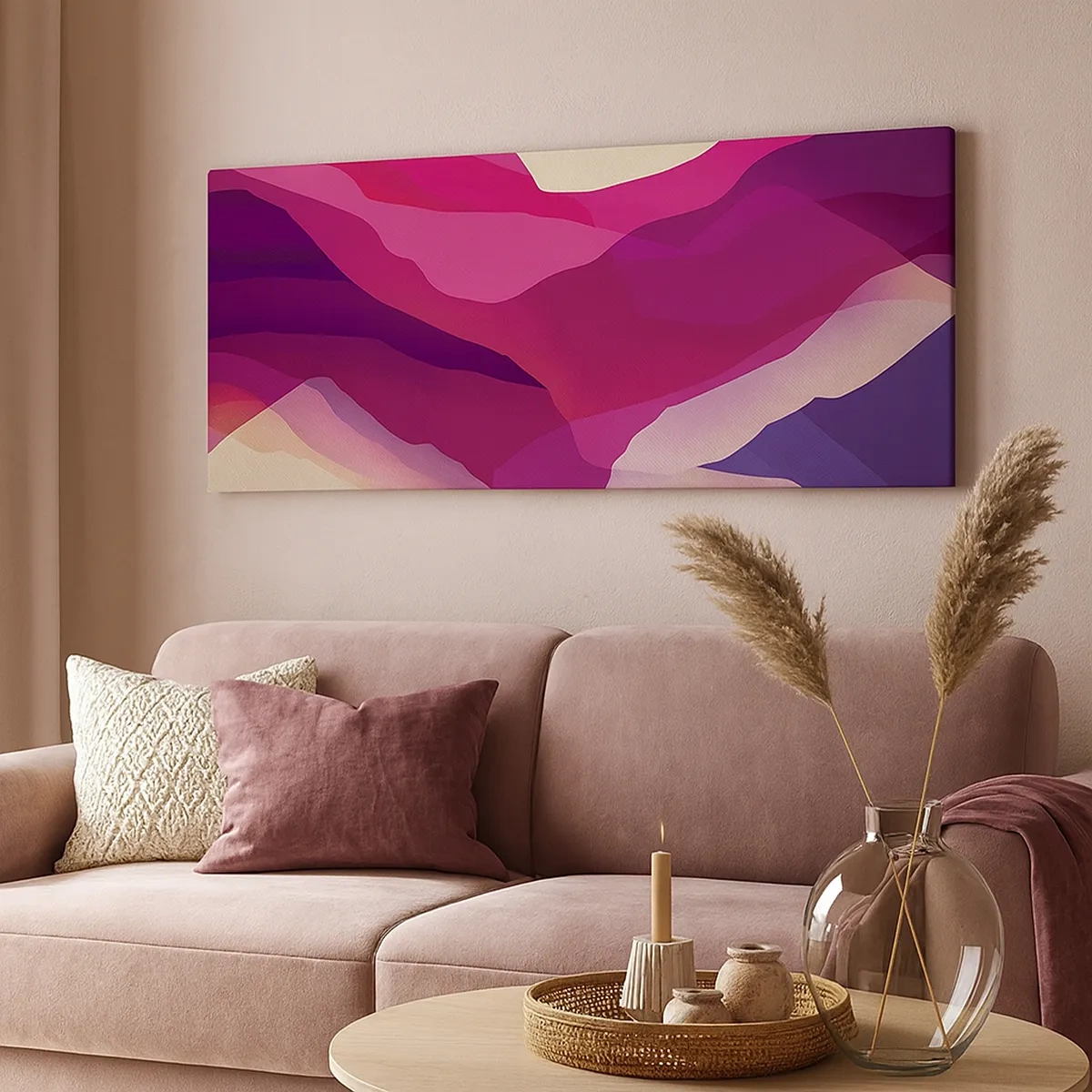 Quadro em tela - Ondas de roxo - 30x30 cm