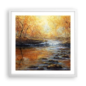 Pôster em moldura branca - Riacho Dourado - 50x50 cm