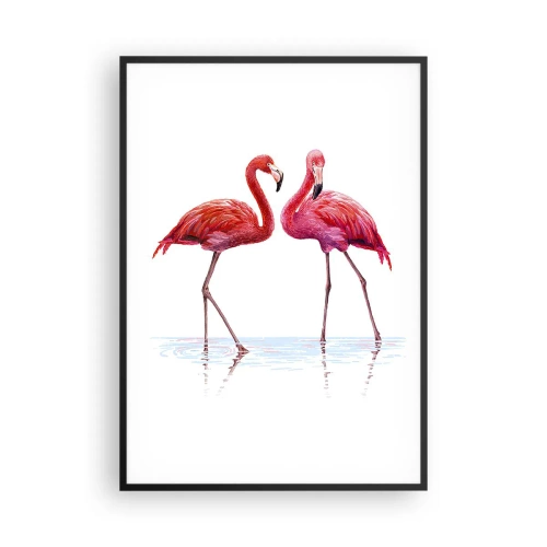 Pôster com moldura preta - Rosa randez-vous - 70x100 cm