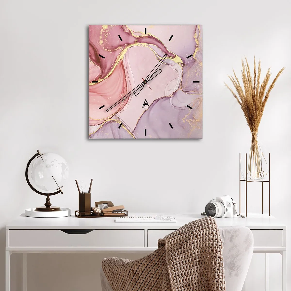 Relógio de parede - Relógio em vidro - Carícia das cores - 40x40 cm