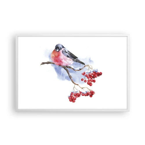 Pôster em moldura branca - Inverno a cores - 91x61 cm