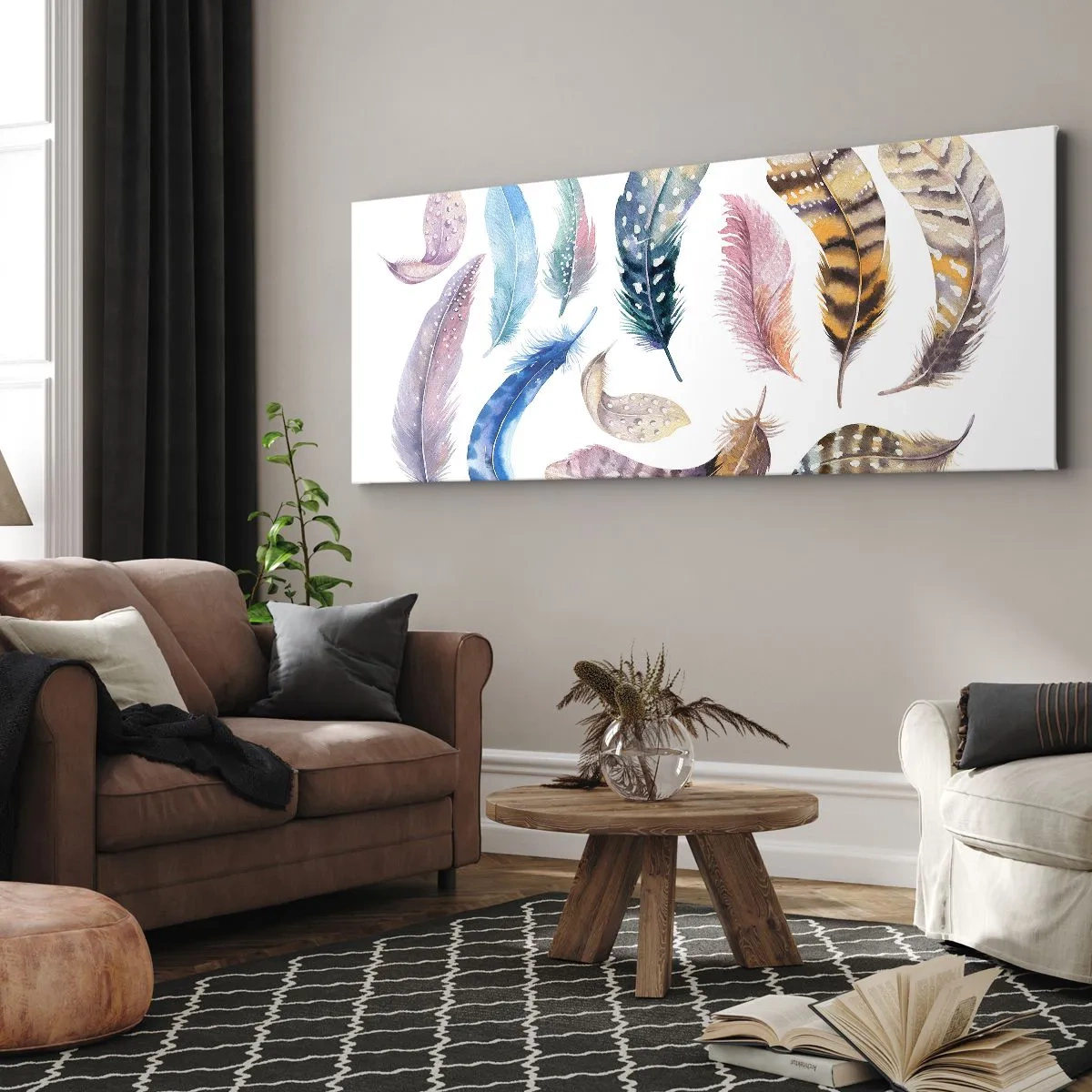 Quadro em tela - Leve, heterogéneo e multicolorido - 100x40 cm