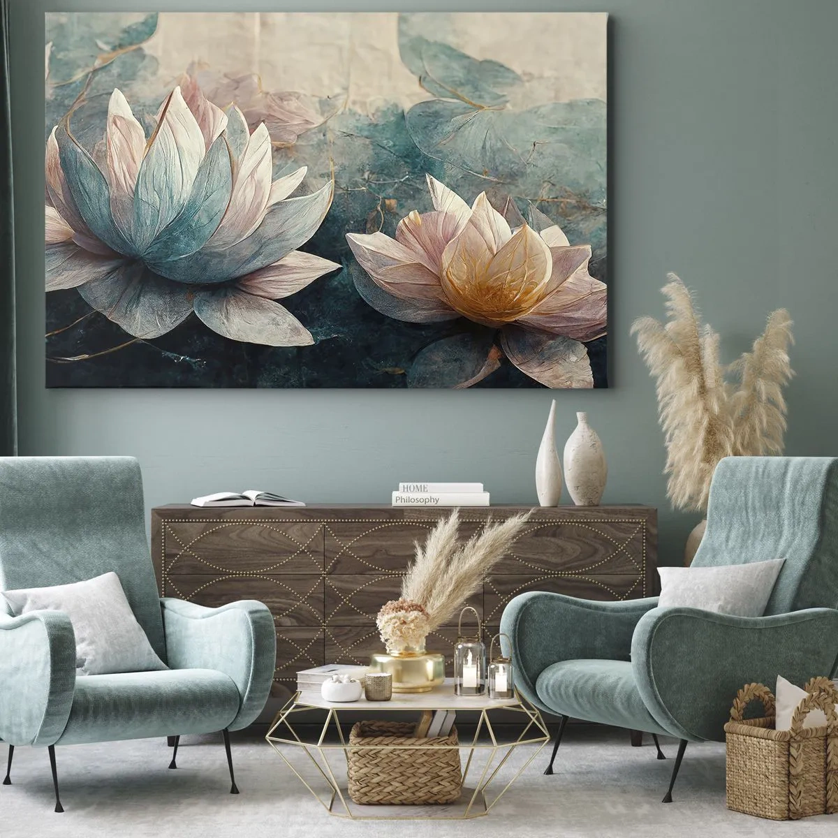 Quadro em tela - Estrelas do lago - 70x50 cm