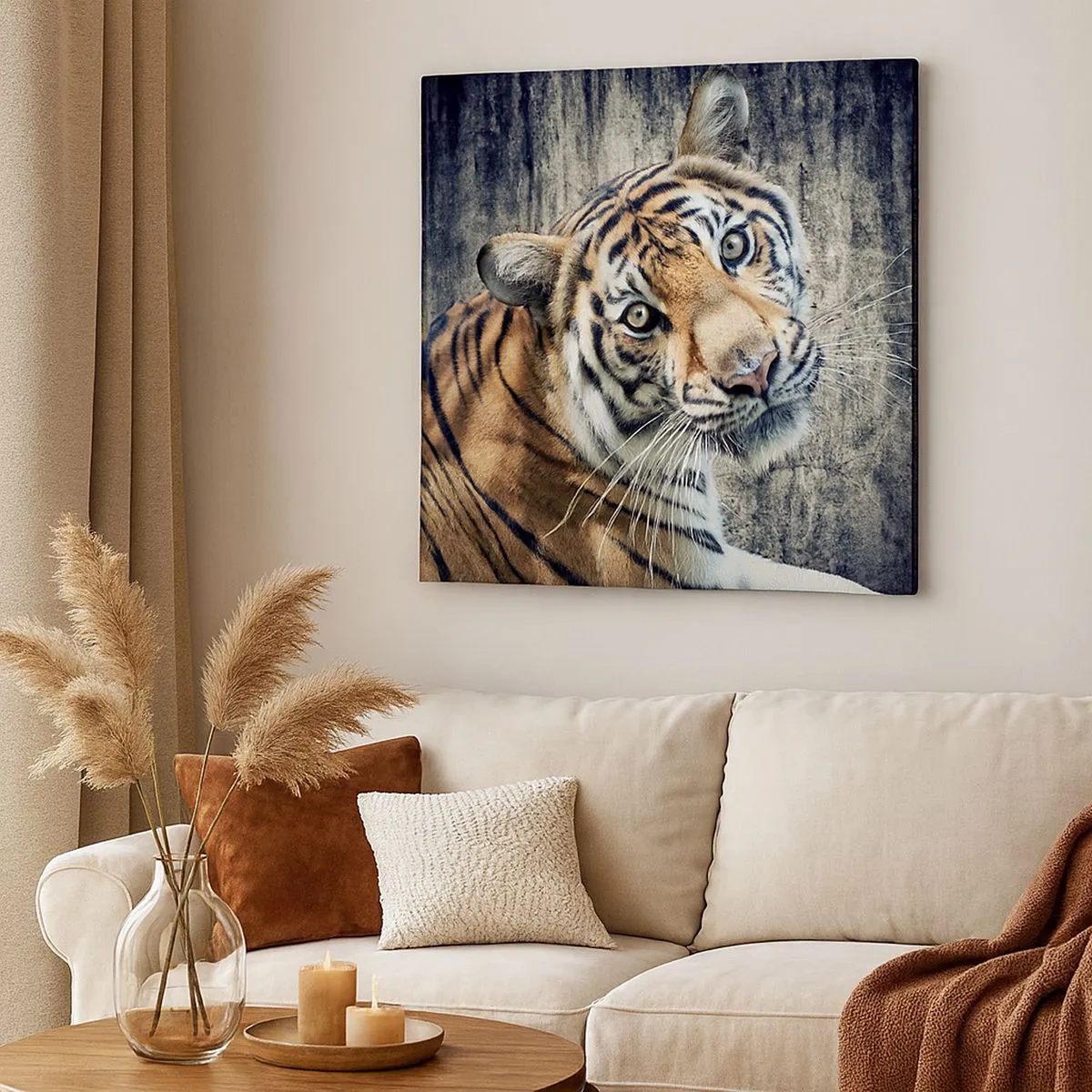 Quadro em tela - Retrato em feixes de luz - 30x30 cm