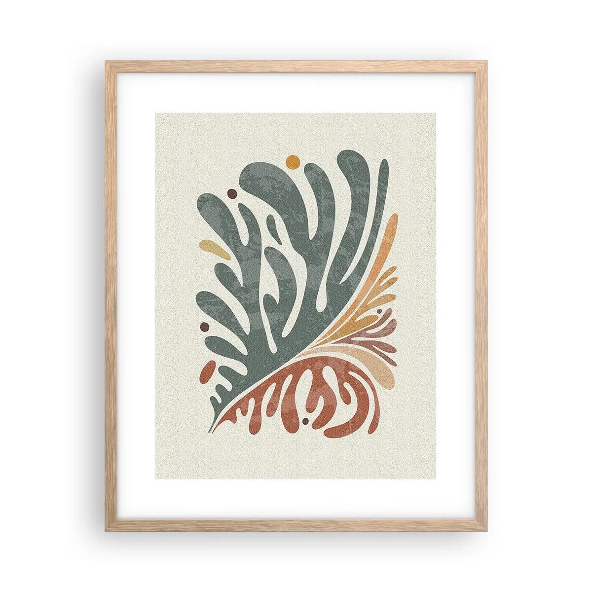 Pôster com moldura de carvalho claro - Folha multicolorida - 40x50 cm