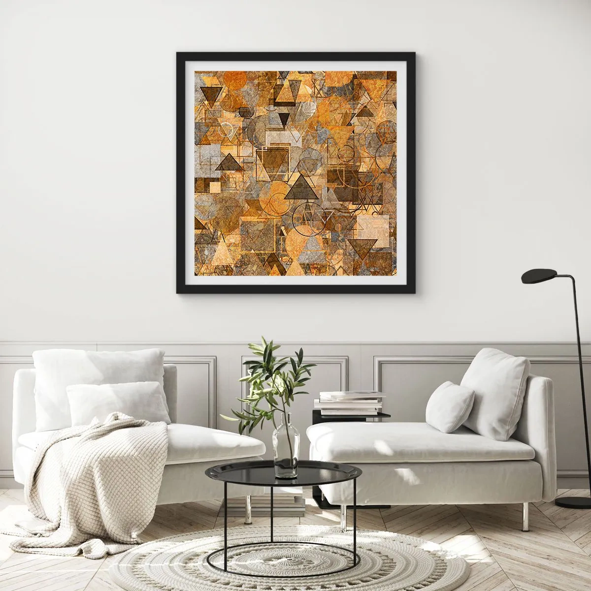 Pôster com moldura preta - O mundo em forma - 50x50 cm