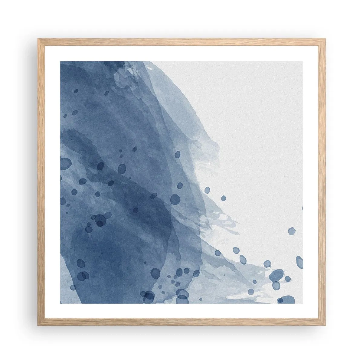 Pôster com moldura de carvalho claro - Tule azul - 60x60 cm