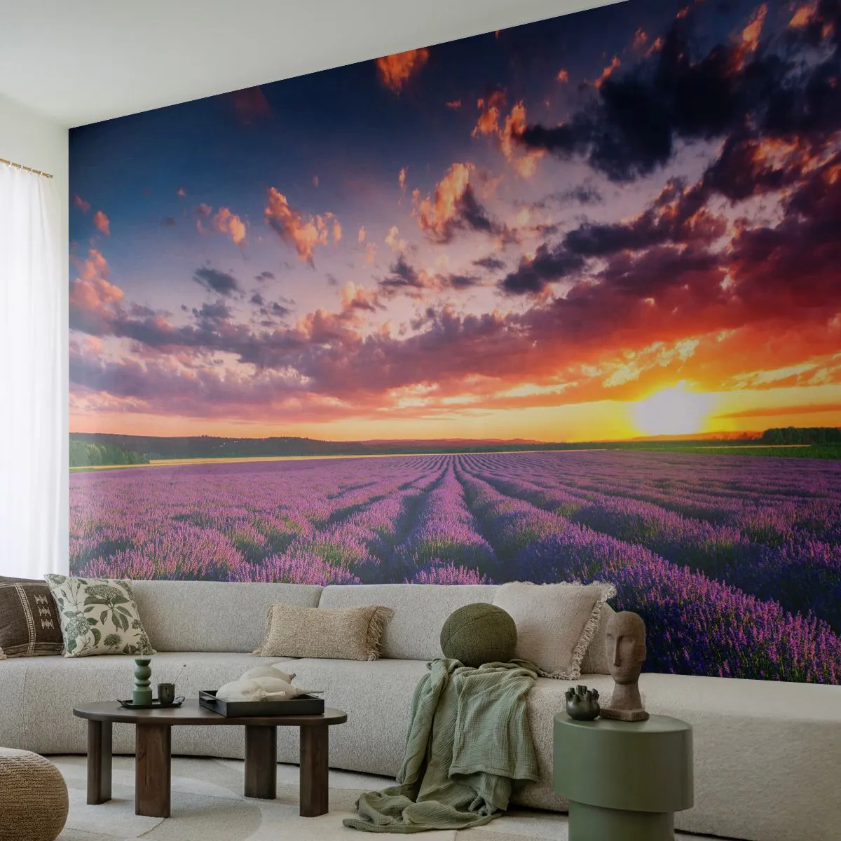 Papel de Parede Premium Canvas - O mundo da lavanda - Paisagem, Campo de Lavanda, Lavanda - 450x315 cm
