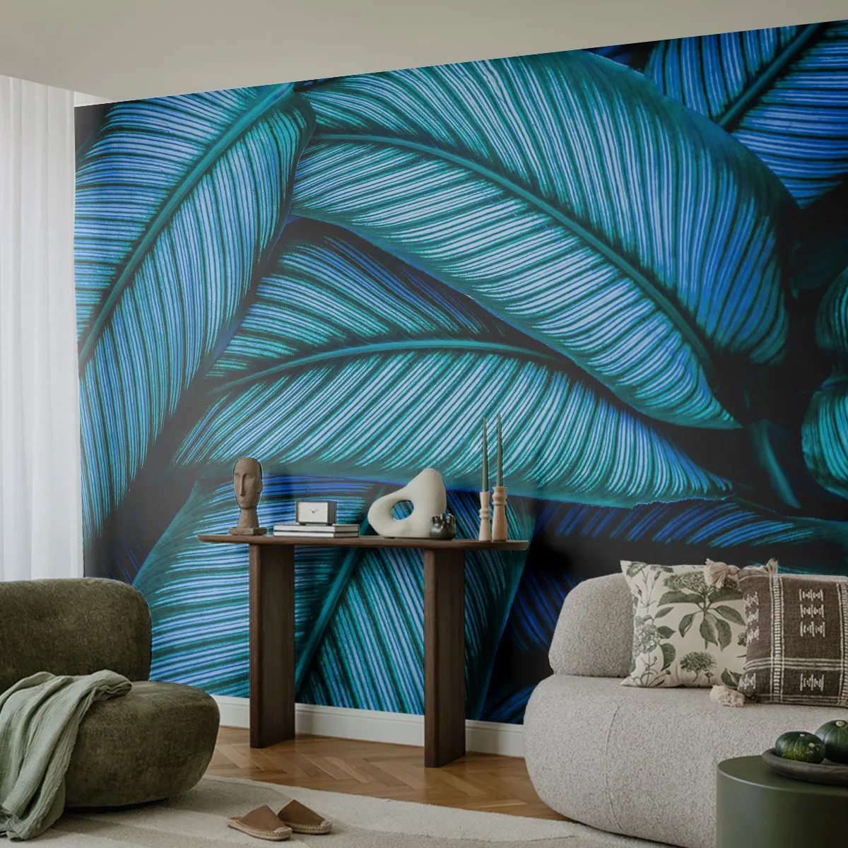 Papel de Parede Autocolante Deluxe Sticker - Linhas de vida - Folhas, Botânica, Plantas - 100x70 cm