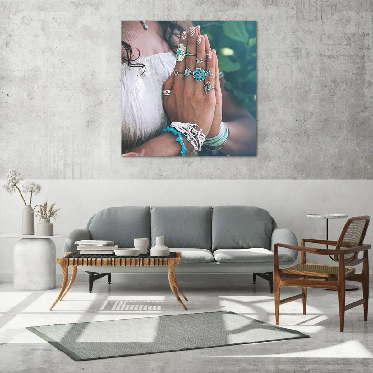 Quadro em vidro - Bem-vindo ao centro do ser - 70x70 cm