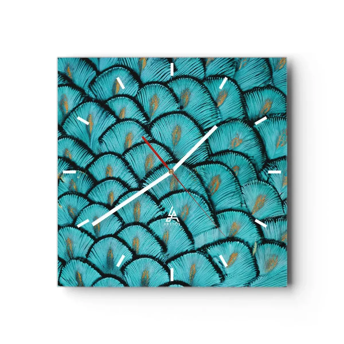 Relógio de parede - Relógio em vidro - A grande gala de penas - 40x40 cm