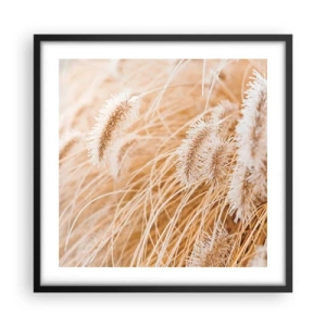 Pôster com moldura preta - O murmúrio dourado das plantas - 50x50 cm
