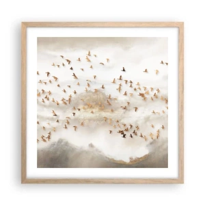 Pôster com moldura de carvalho claro - Está na hora… - 50x50 cm