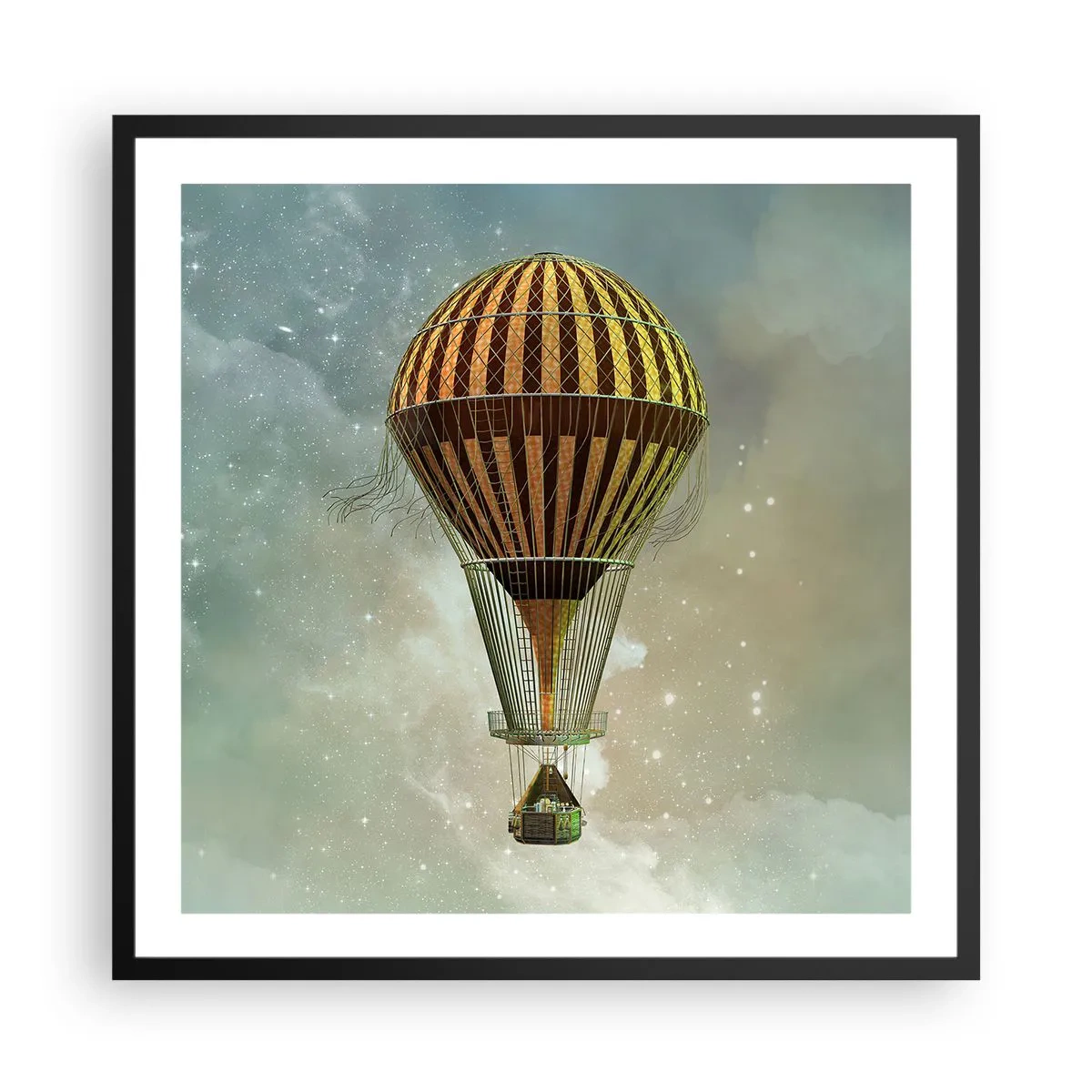 Pôster com moldura preta - Voos pioneiros - 60x60 cm