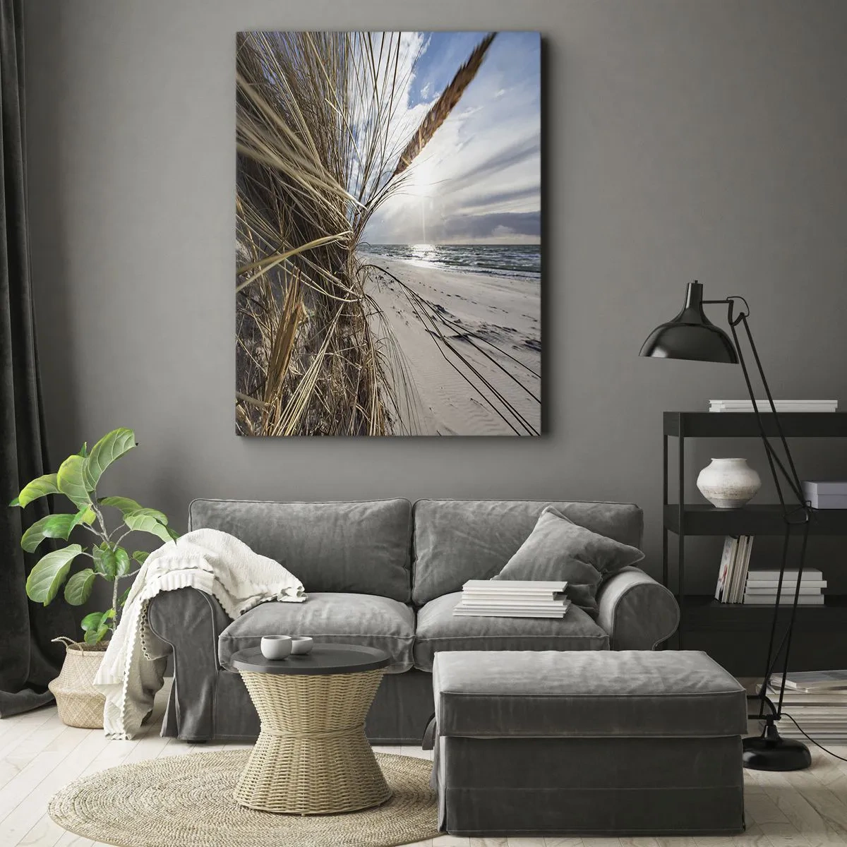 Quadro em tela - Reunião dos rlementos da natureza - 55x100 cm