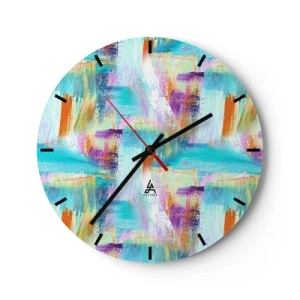 Relógio de parede - Relógio em vidro - Uma alegre coposição de camadas - 40x40 cm