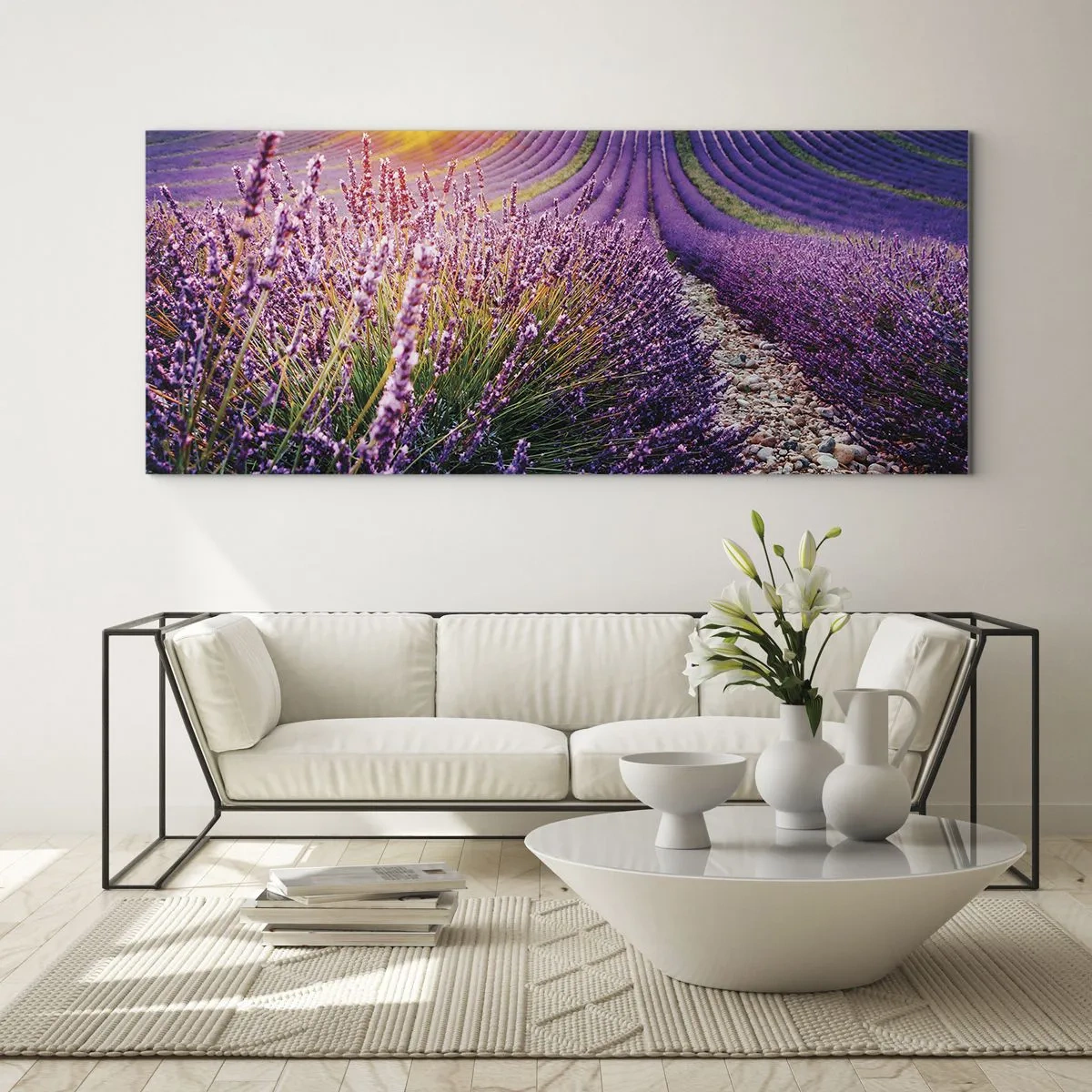 Quadro em vidro - Prado perfumado - 140x50 cm