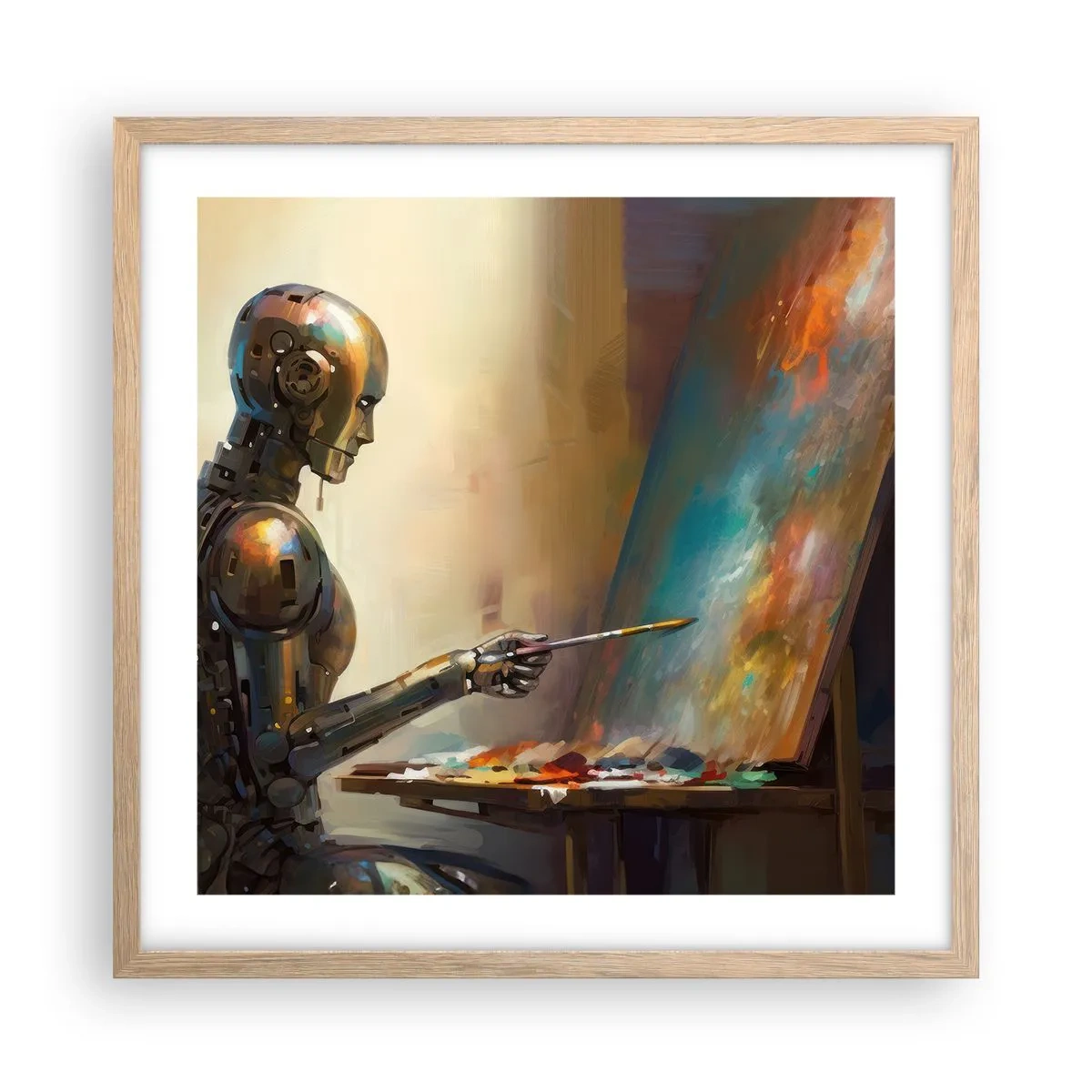 Pôster com moldura de carvalho claro - A arte do futuro - 50x50 cm