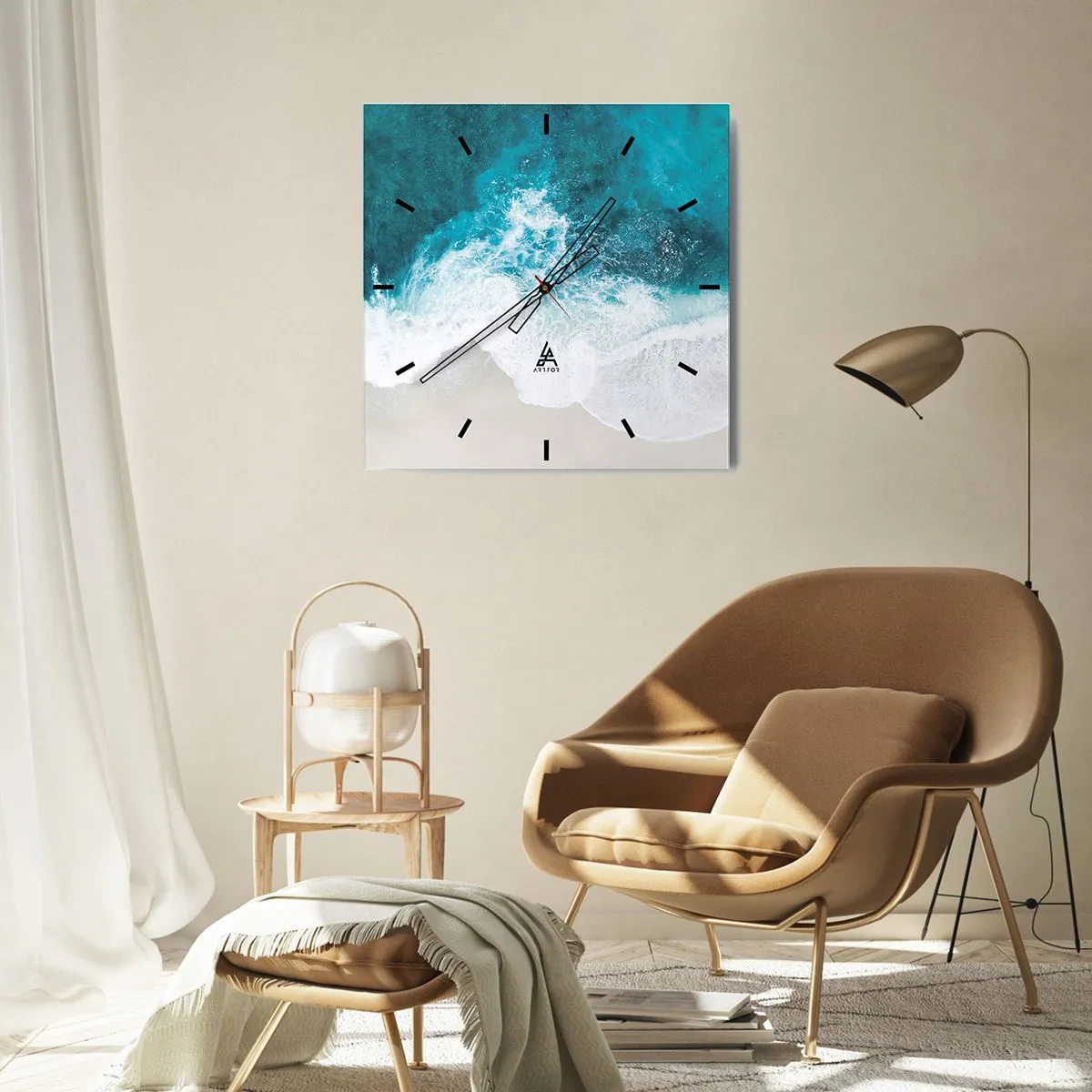 Relógio de parede - Relógio em vidro - Carícia natural - 40x40 cm