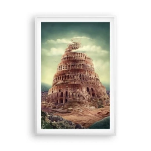 Pôster em moldura branca - Torre de babel - 61x91 cm