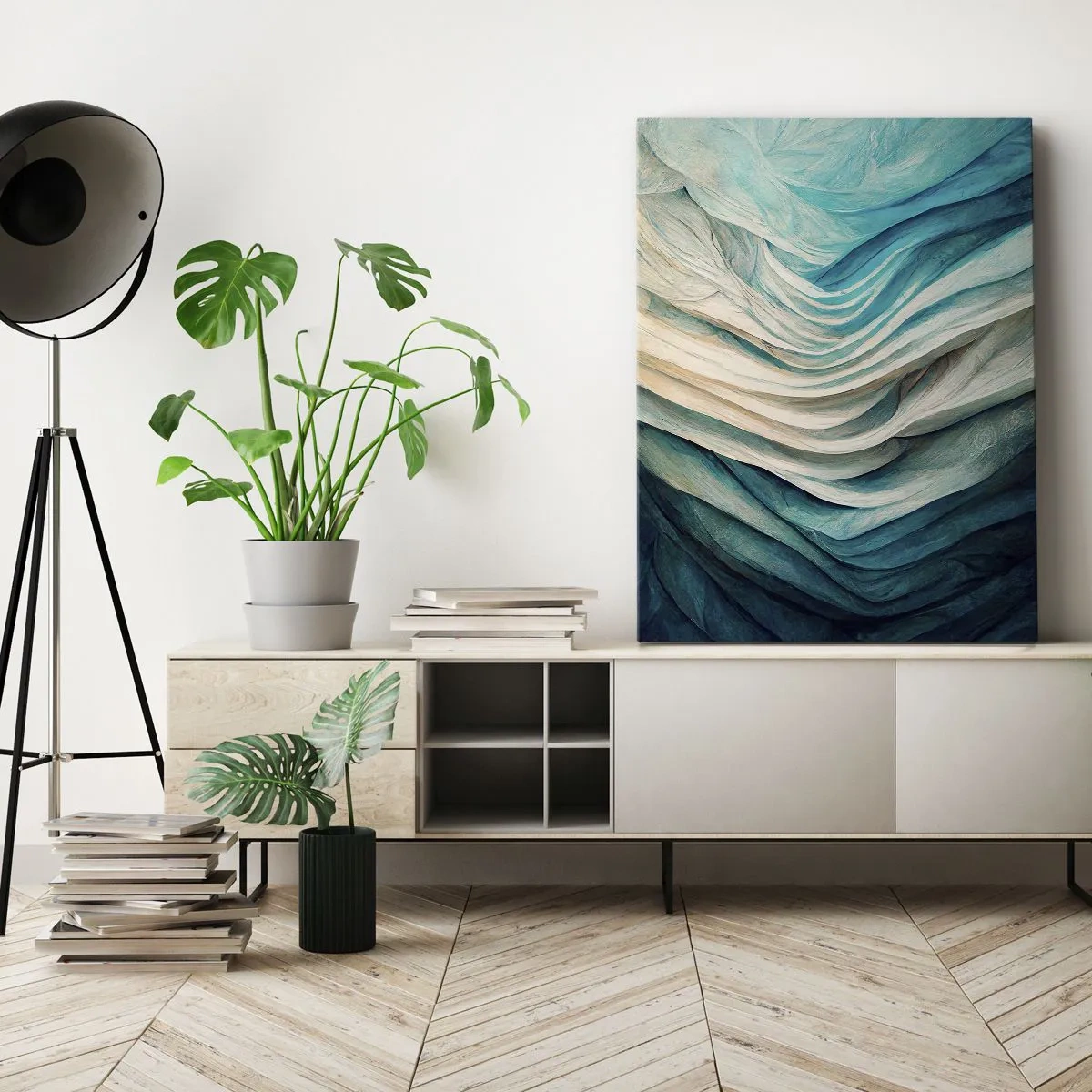 Quadro em tela - Insaciabilidade azul - 65x120 cm