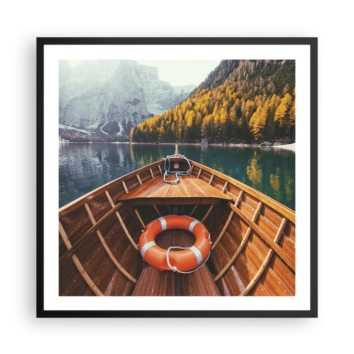 Pôster com moldura preta - Excursão na montanha - 60x60 cm