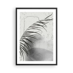 Pôster com moldura preta - Uma composição botânica minimalista em tons de cinza - 50x70cm - O sutil exotismo da natureza - Decoração de parede moderna para a sala de estar e quarto ARTTOR