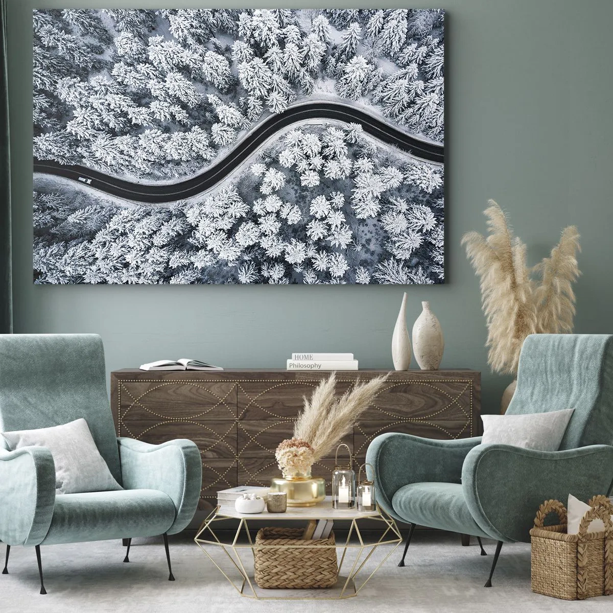 Quadro em tela - Pelaa floresta no inverno - 120x80 cm