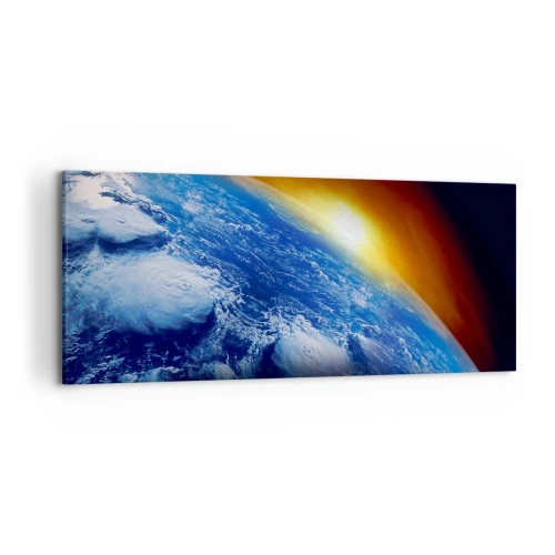 Quadro em tela - Nascer do sol sobre o planeta azul - 120x50 cm