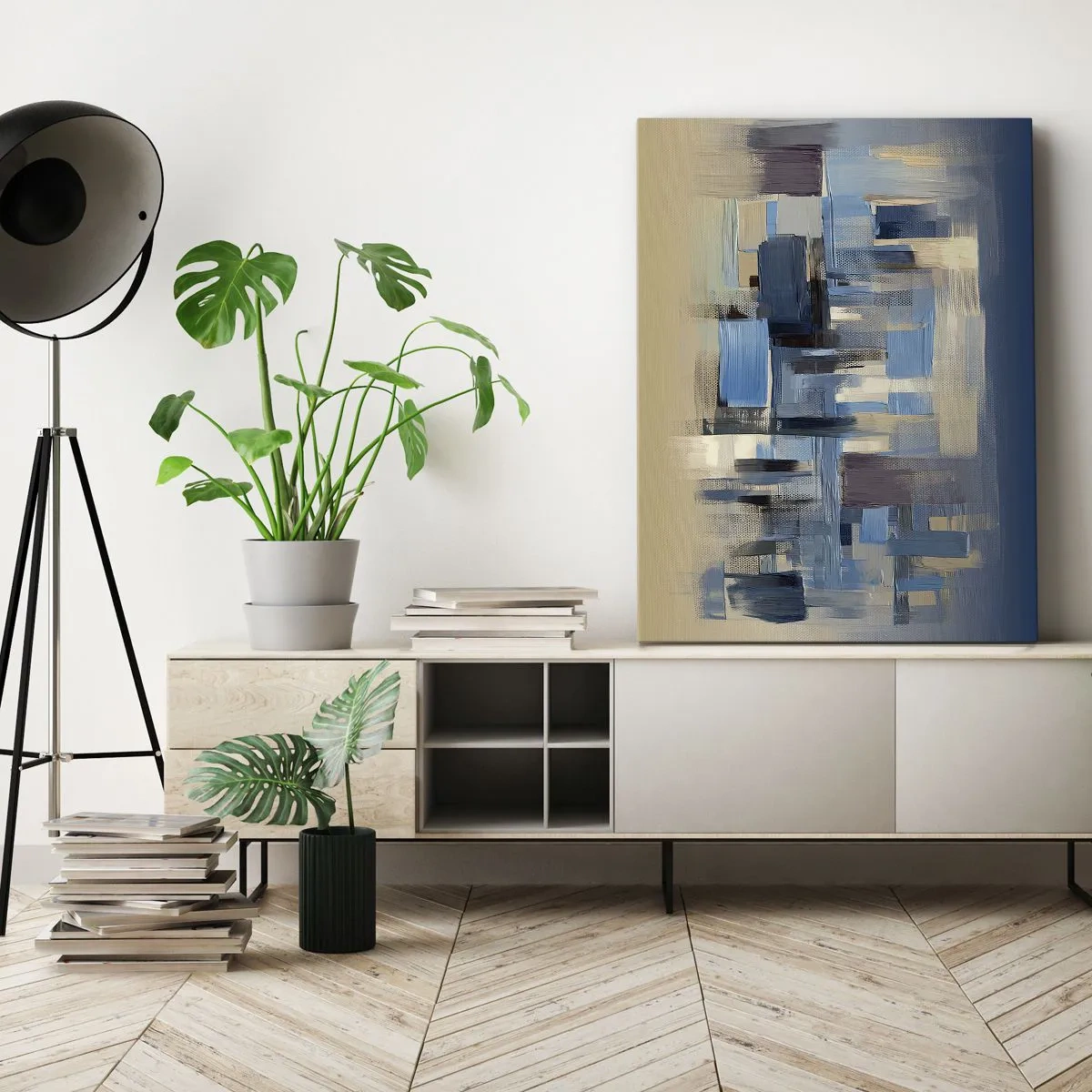 Quadro em tela - Construção azul - 50x70 cm