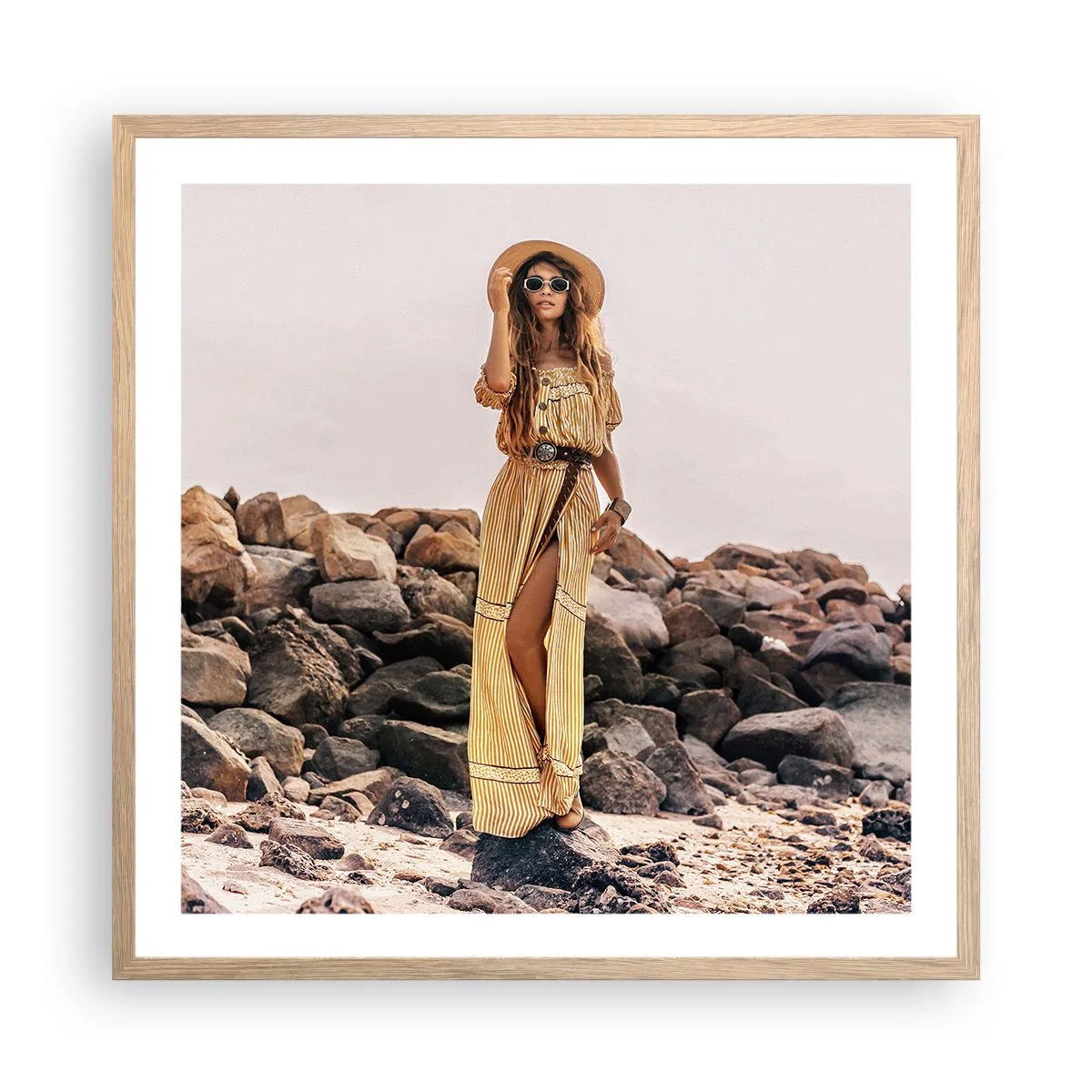 Pôster com moldura de carvalho claro - A magia das pedras - 60x60 cm