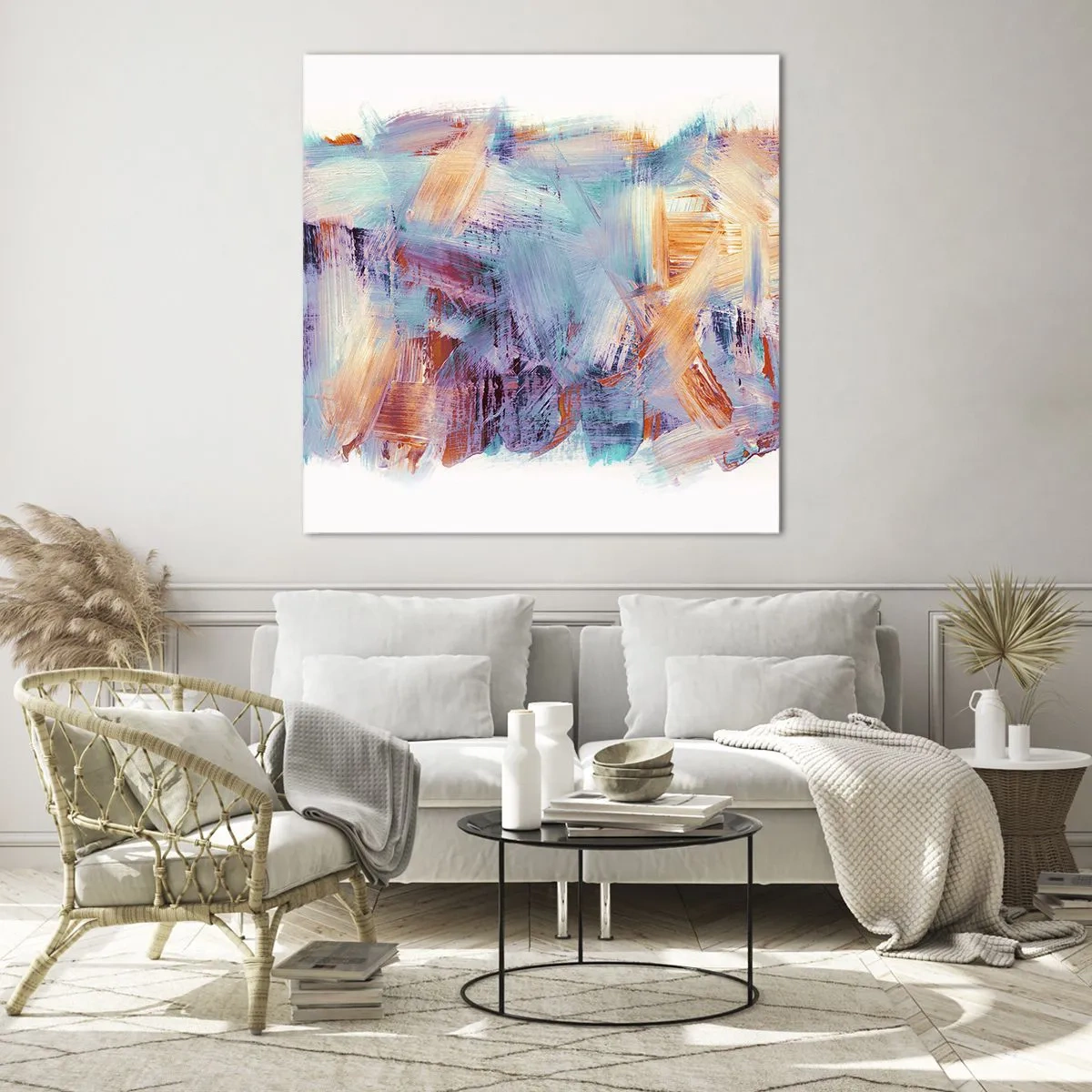 Quadro em vidro - Uma bagunça colorida - 40x40 cm