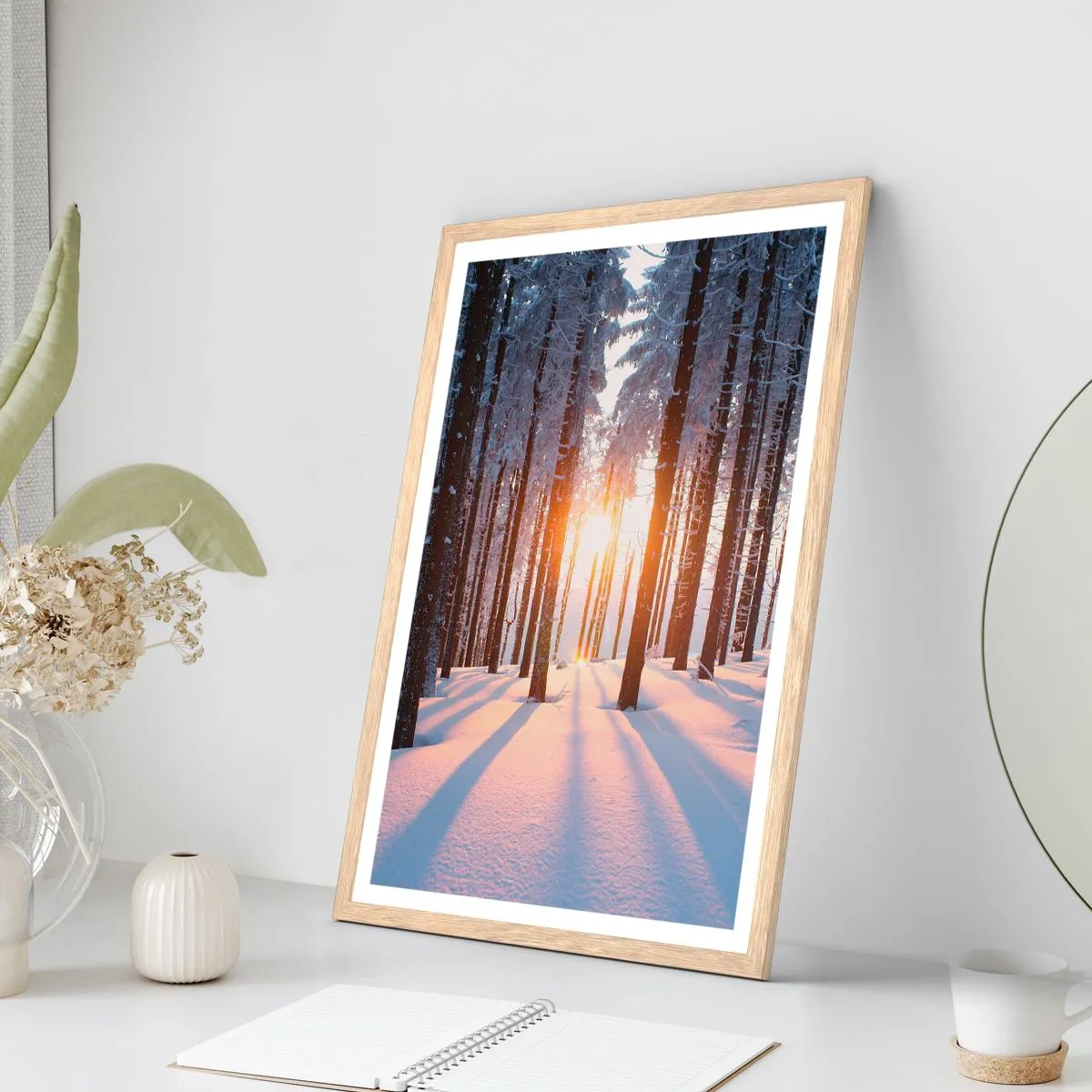 Pôster com moldura de carvalho claro - Preto no branco - 50x70 cm