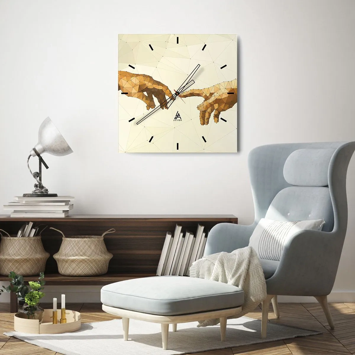 Relógio de parede - Relógio em vidro - Geometria divina - 40x40 cm