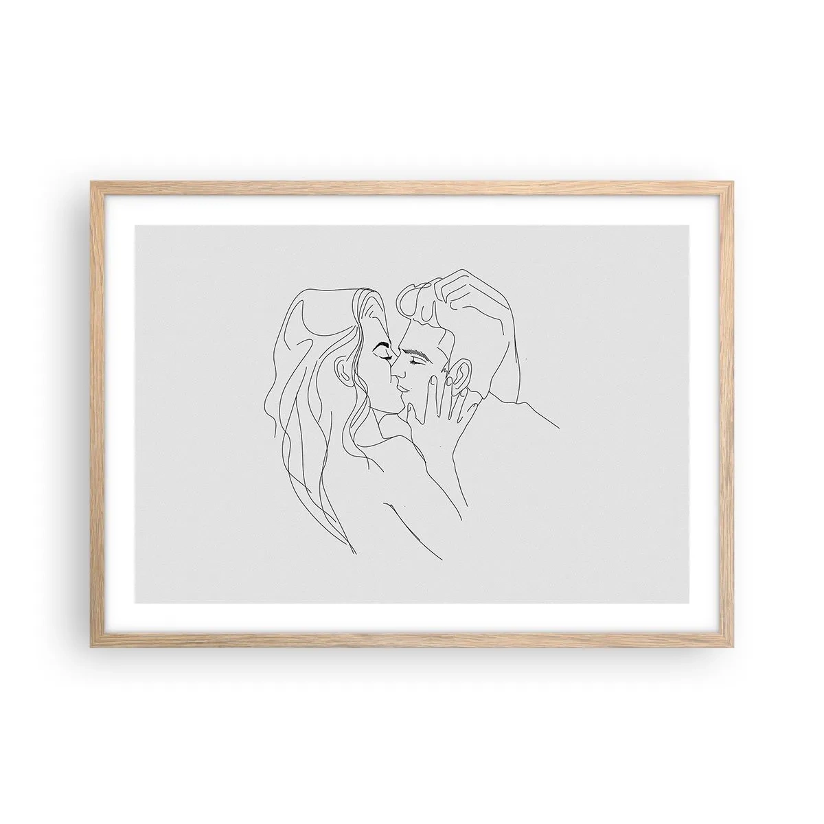 Pôster com moldura de carvalho claro - Com a mesma linha - 70x50 cm