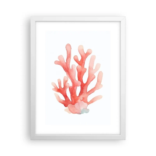 Pôster em moldura branca - Coral de cor coral - 30x40 cm