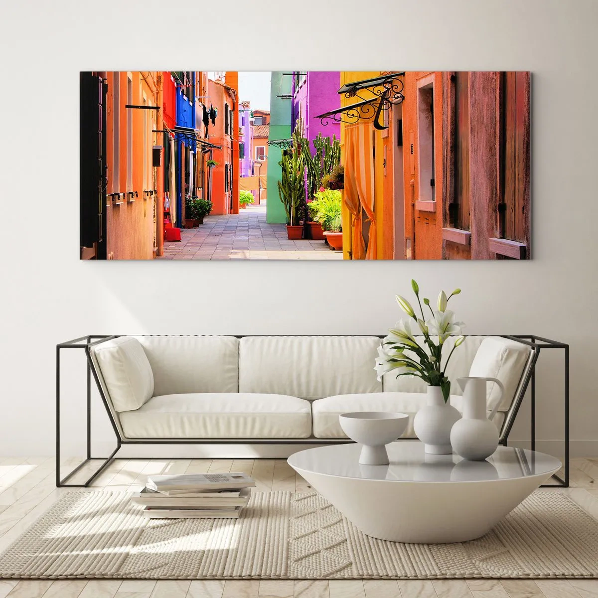 Quadro em vidro - Beco arco-íris - 140x50 cm