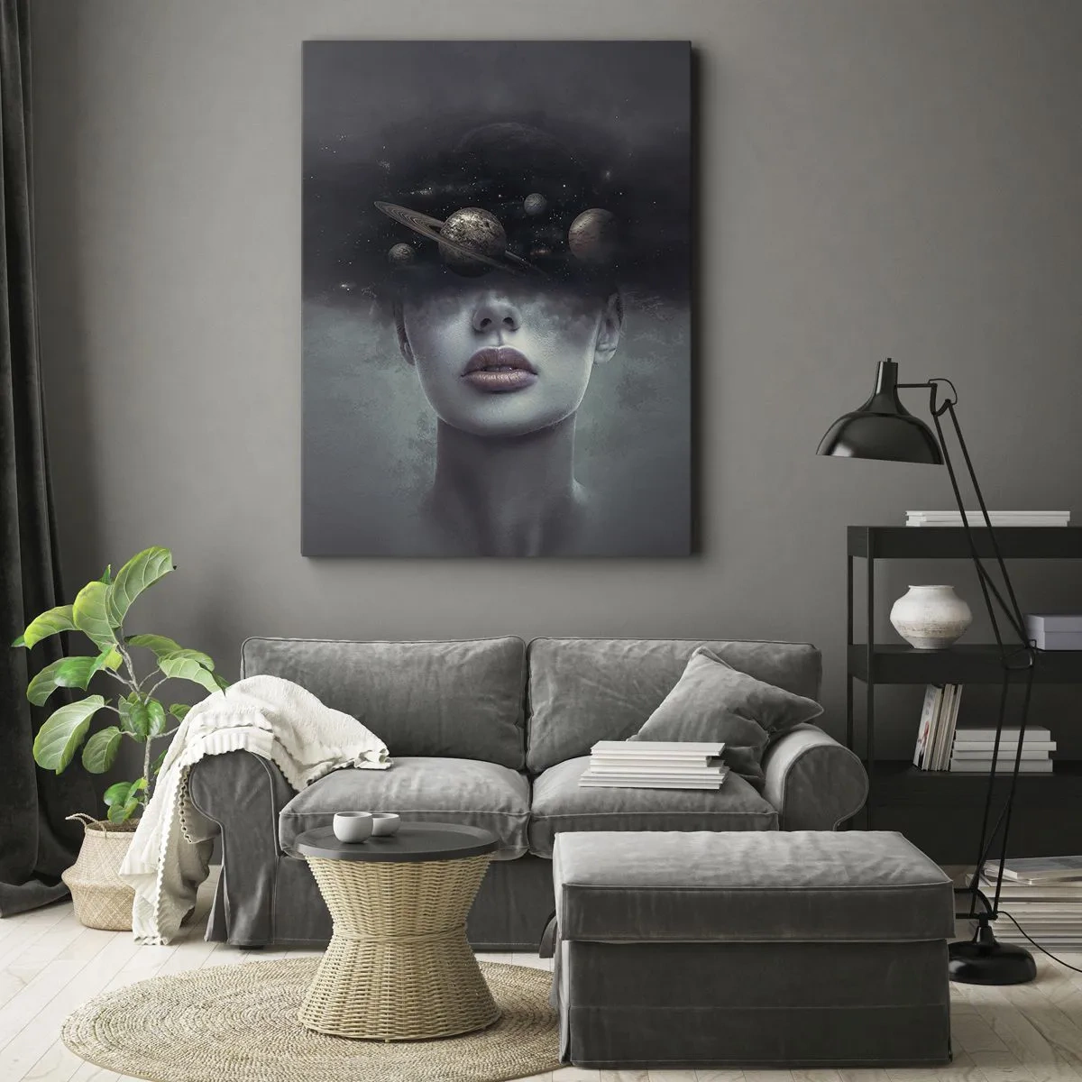 Quadro em tela - E os planetas estão a enlouquecer... - 55x100 cm