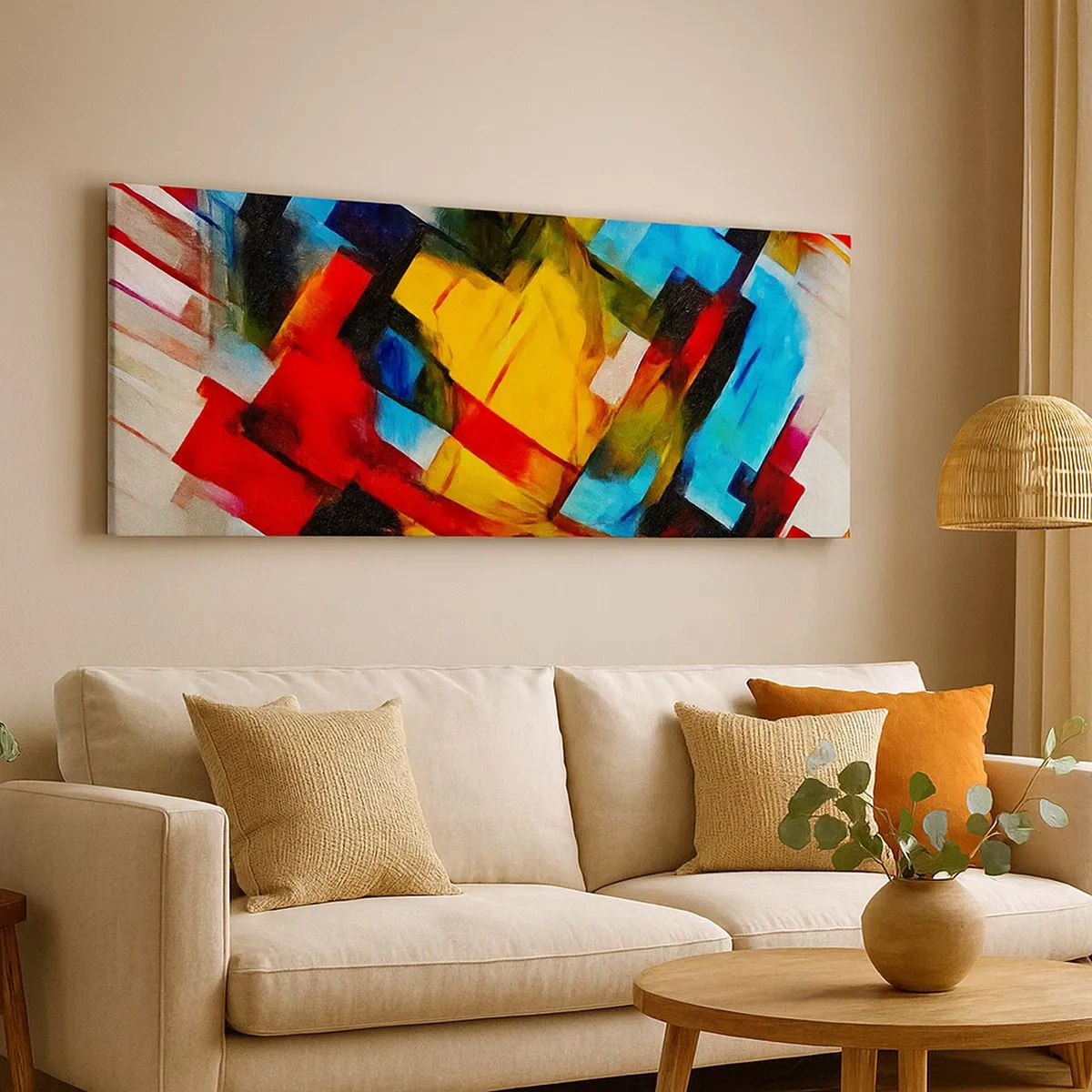 Quadro em tela - Camadas multicoloridas - 100x40 cm