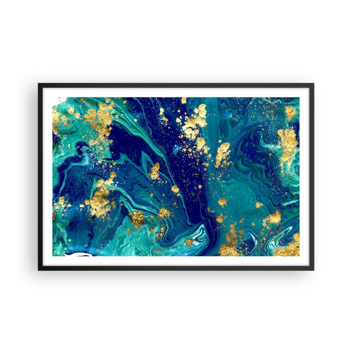 Pôster com moldura preta - Flocos de sol - 91x61 cm