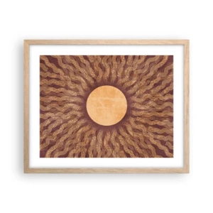 Pôster com moldura de carvalho claro - Ícone do sol - 50x40 cm