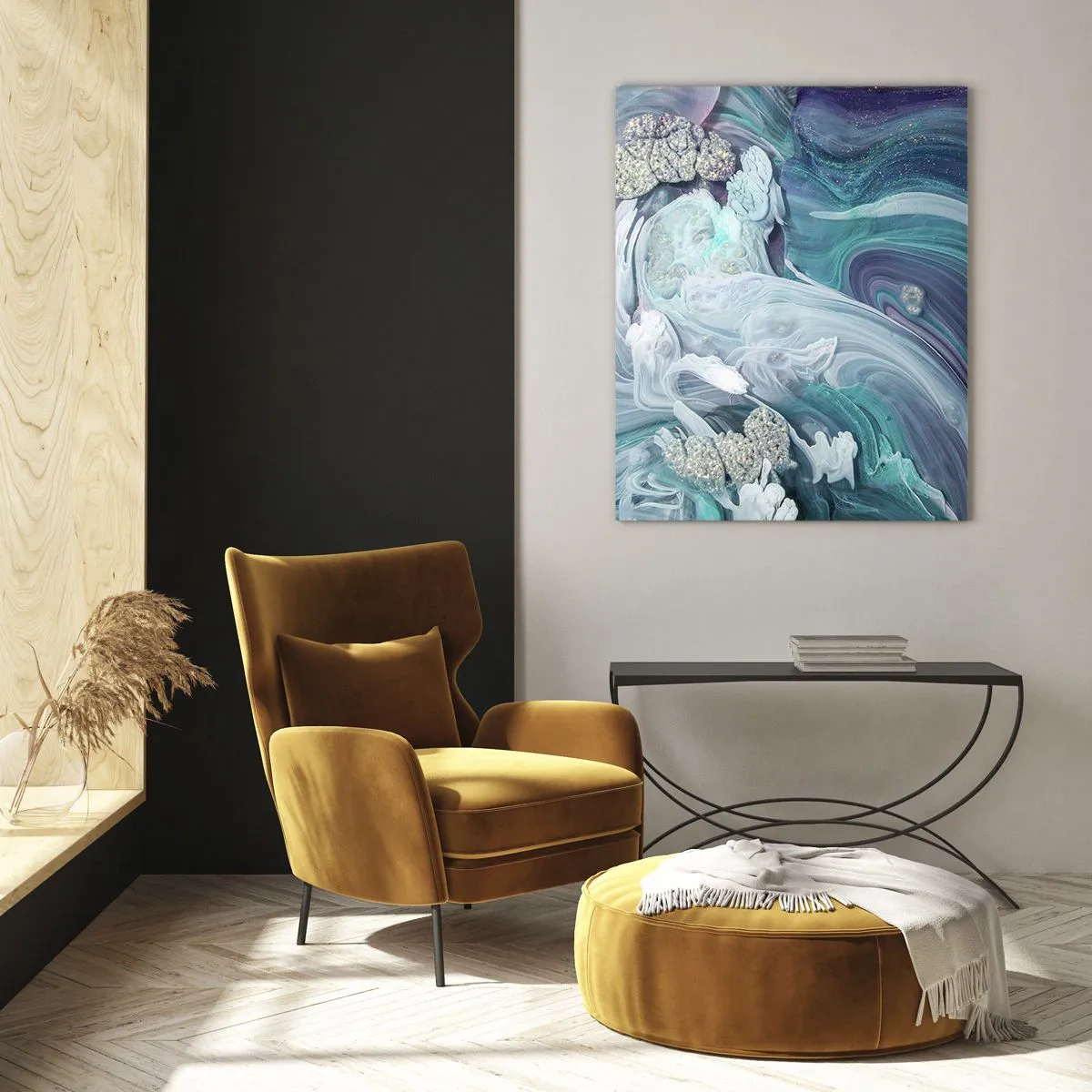 Quadro em vidro - Correntes de azul - 50x70 cm