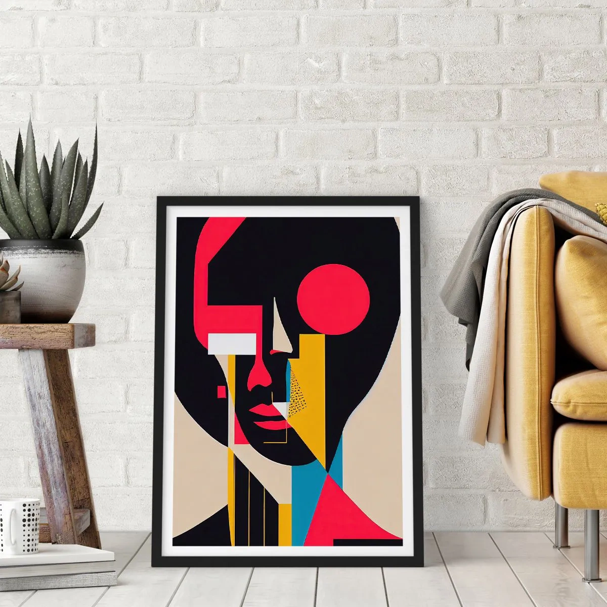 Pôster com moldura preta - Retrato abstrato em composição geométrica - 50x70cm - Seu mundo interior - Decoração de parede moderna para a sala de estar e quarto ARTTOR