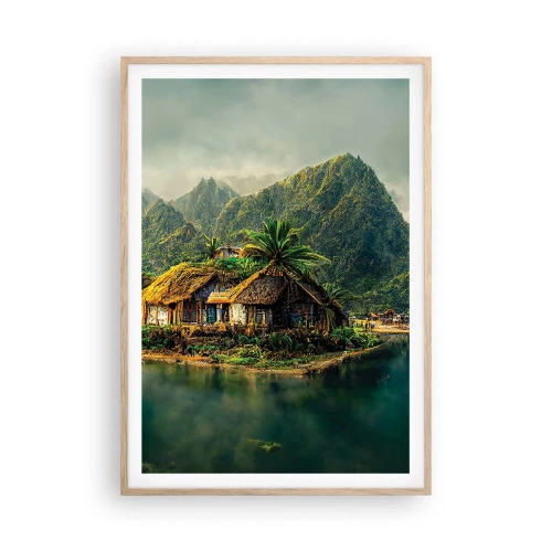 Pôster com moldura de carvalho claro - Paraíso Tropical - 70x100 cm