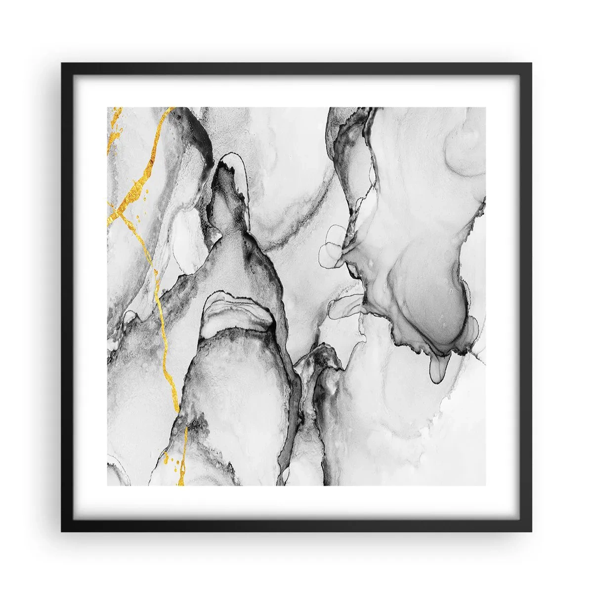 Pôster com moldura preta - Composição dourada - 50x50 cm