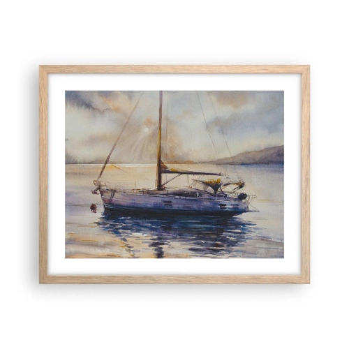 Pôster com moldura de carvalho claro - Noite na baía - 50x40 cm