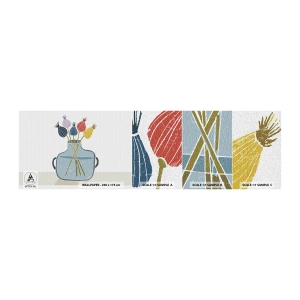 Amostra de papel de parede autocolante Deluxe Sticker - Como semeou a papoula - Flores, Vaso, Minimalismo - 100x30 cm