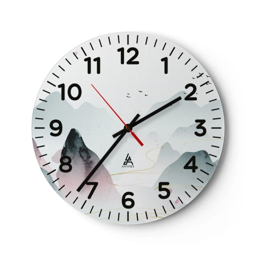Relógio de parede - Relógio em vidro - Acima dos picos - 40x40 cm